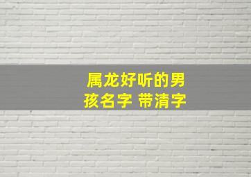 属龙好听的男孩名字 带清字